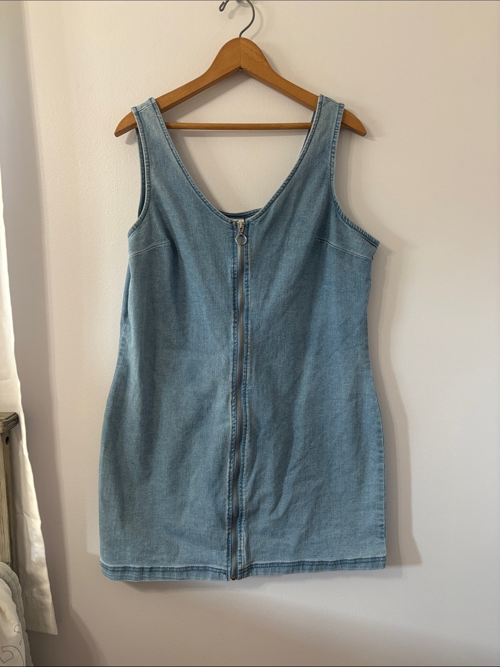 No Boundaries Light Blue Denim Zip Tank Dress